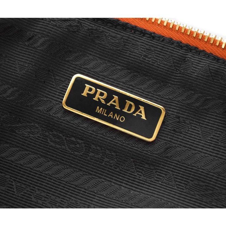 New Prada Papaya Orange Vitello Daino Pouch Cosmetic Case 1ND005 