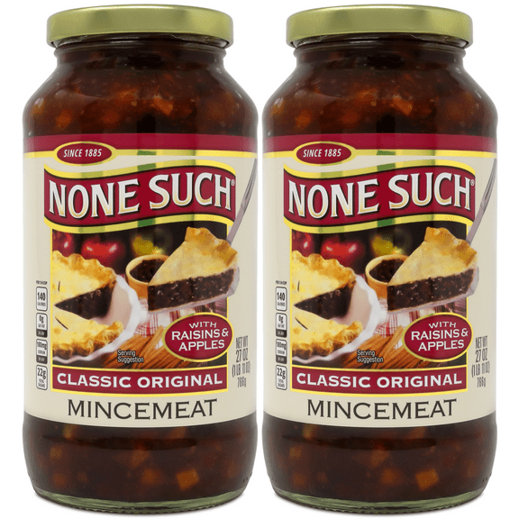 None Such Mincemeat Classic Original with Raisins & Apples, 27 Ounce Glass Jar, Pack of 2