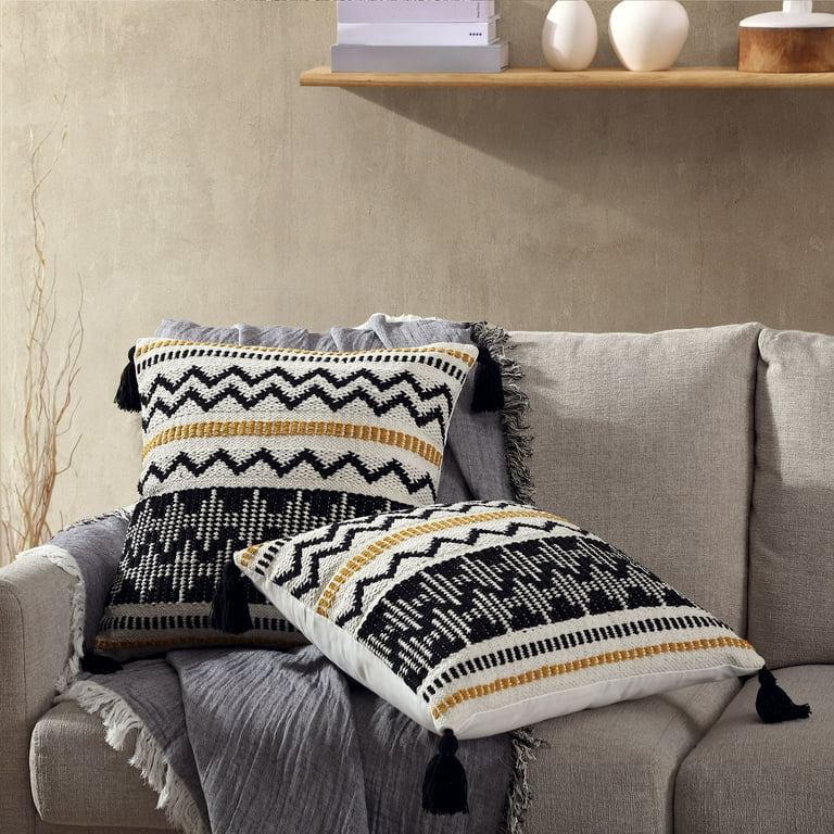 Brielle Home Boho Geometric Textured Throw Pillows, Teagan - Set of 2