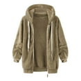 thumbnail image 3 of Women Winter Fuzzy Zipper Hooded Coat Jackets Casual Fleece Jackets Long Sleeve Casual Loose Outerwear, 3 of 4