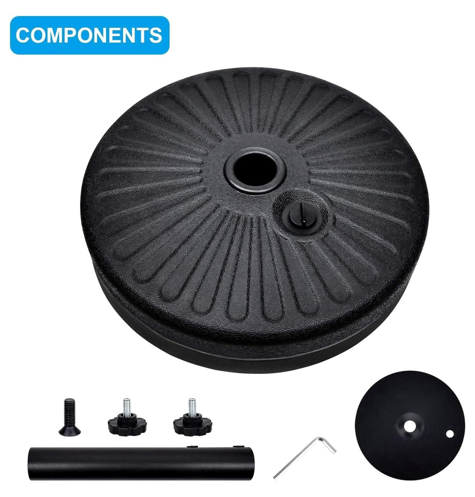 50lbs 20" Capacity Fillable Patio Umbrella Round Base for Outdoor Lawn, Garden, Black