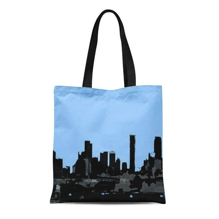 LADDKE Canvas Tote Bag Souvenir Denver Colorado Skyline Buildings Reusable Handbag Shoulder Grocery Shopping