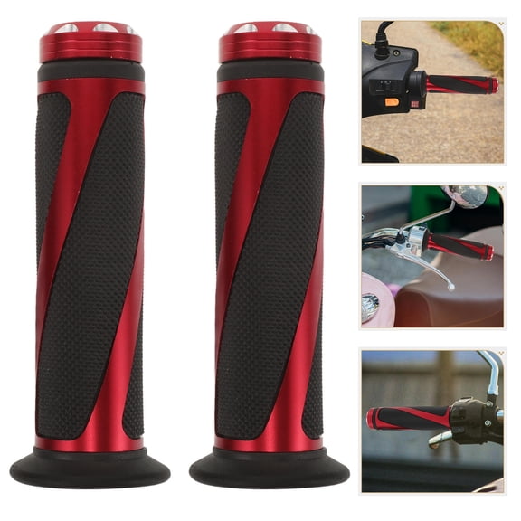 Phenofice 1 Pair Red Striped Bike Handlebar Grips for Electric Bikes with Quick Setup 5.1x1.8x1.8in