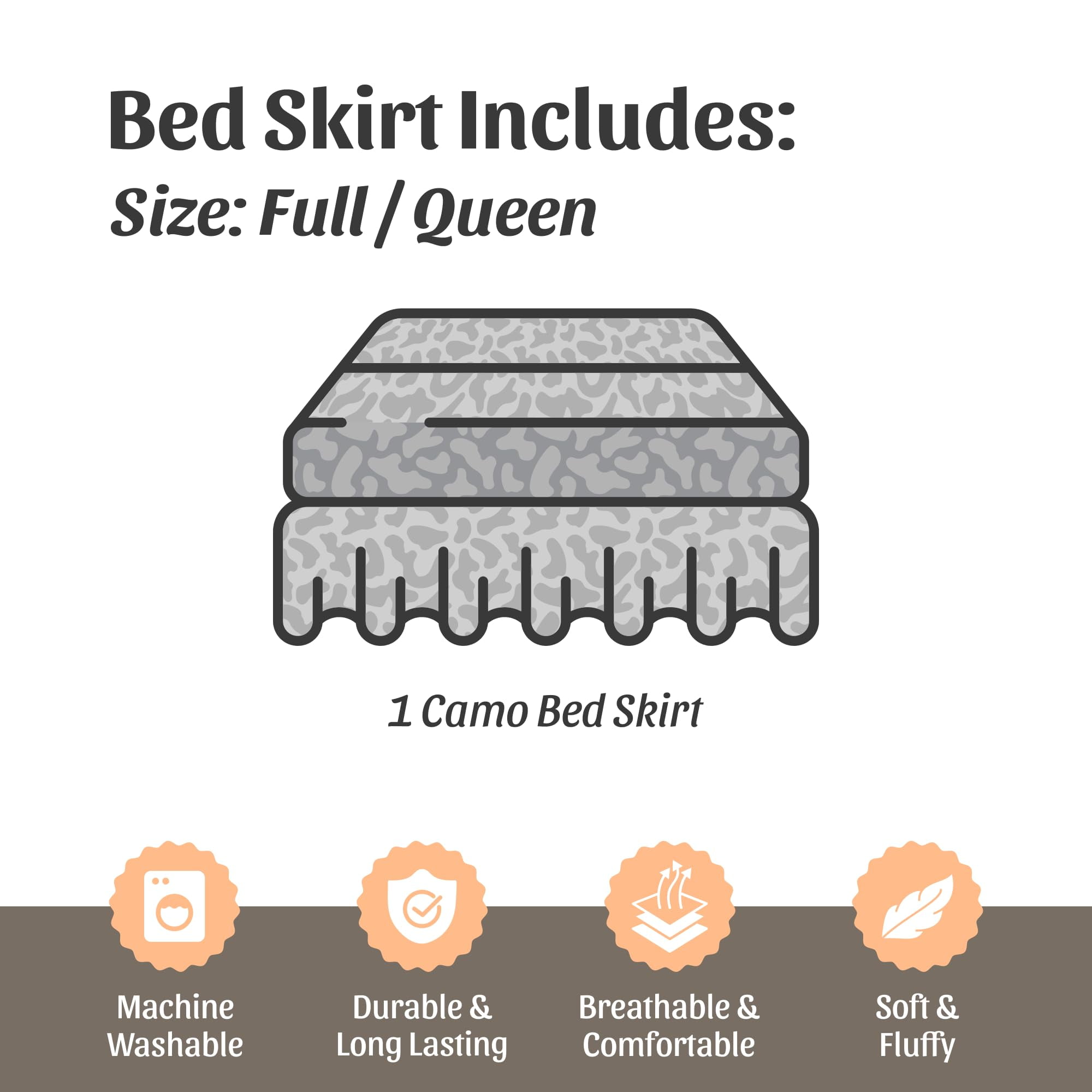 Regal Comfort The Woods Black Camouflage Full Bed Skirt - Premium Luxury Camo Bedding for Hunters Cabin or Rustic Lodge Teens Boys and Girls