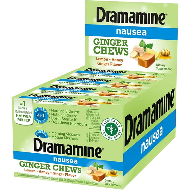 Dramamine Ginger Chews, Relieves Nausea, LemonHoneyGinger Flavor, 6