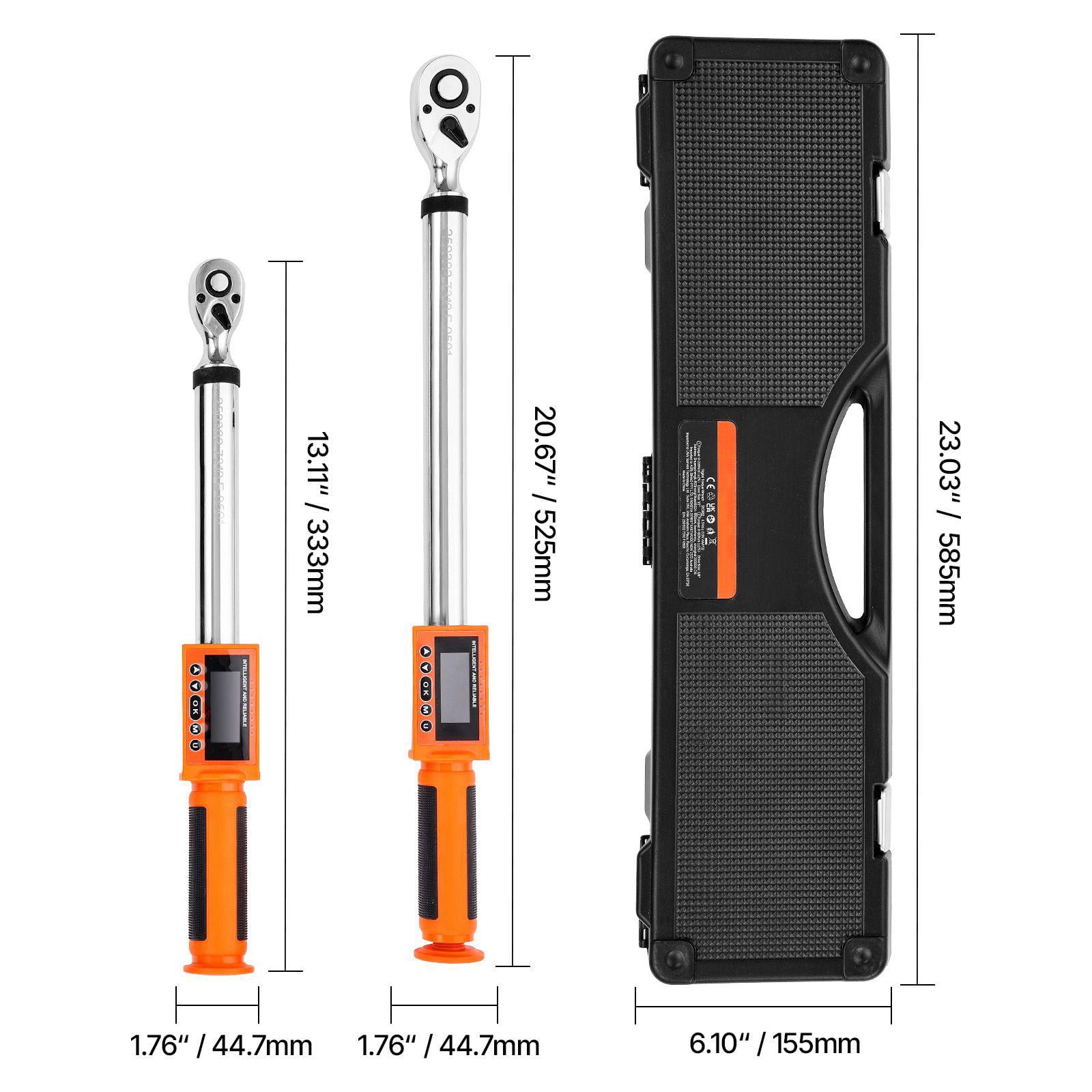 2-Piece Digital Torque Wrench Set 1/2 3/8 Inch Drive 72-Tooth 2% High Accuracy Electronic Torque Wrench with Preset Value Buzzer LED Notification for Automotive Motorcycle