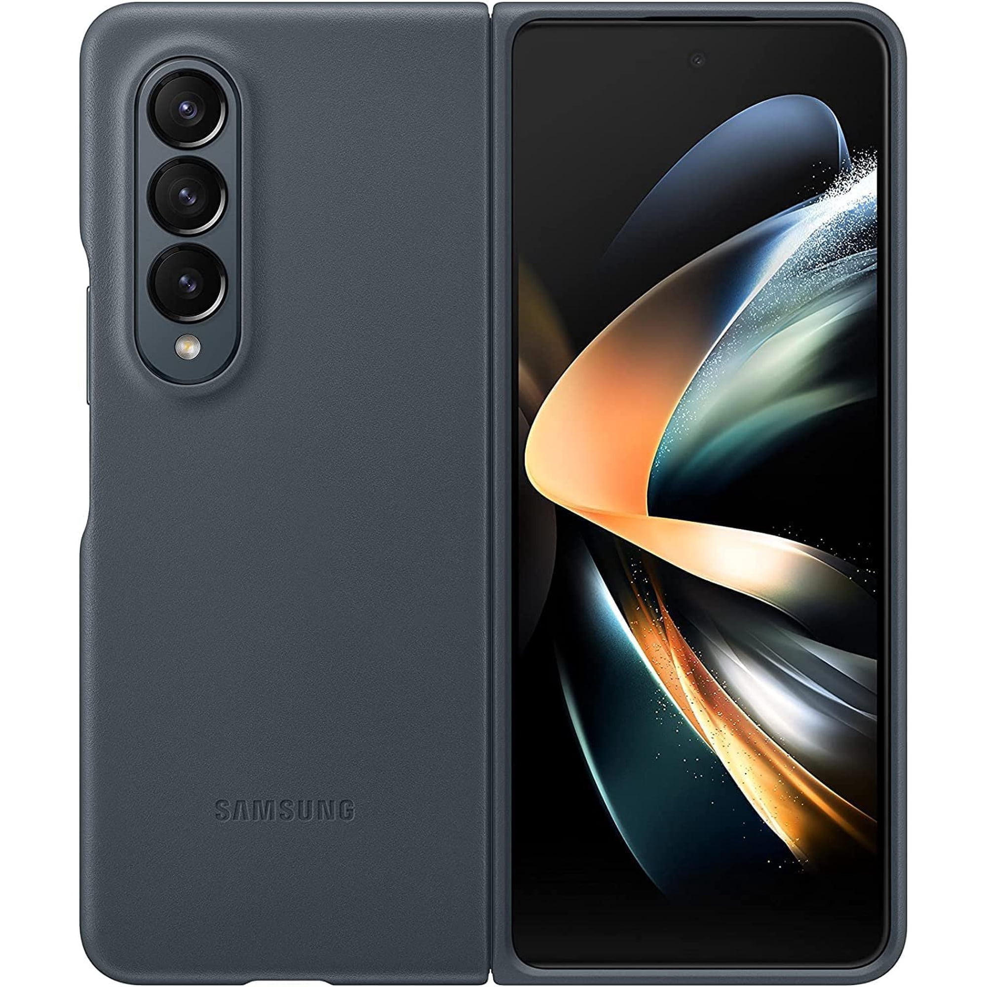 SAMSUNG Galaxy Z Fold 4 Case - Leather Cover, Protective, Premium, Elegant Phone Case with Front and Back Protection, Soft Surface - Bulk Packaging - Gray Green, EF-VF936L-Leather
