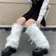 thumbnail image 2 of Calentadores de piernas de piel sintética para mujer, calcetines de punto en blanco y negro de estilo japonés Lolita para otoño e invierno, calentadores de piernas para mujer, 2 of 4