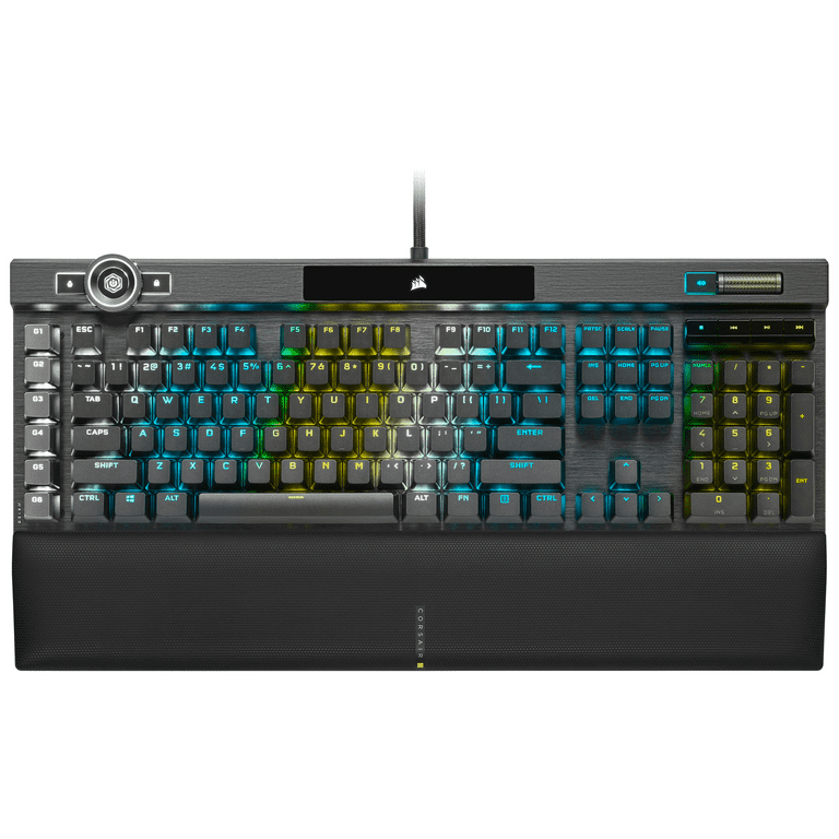 Magnetic Backlit Foam LED Detachable CORSAIR with - PBT Gaming SPEED, Keyboard, RGB Memory Double-Shot Black Rest Mechanical CHERRY MX Palm Keycaps, RGB K100