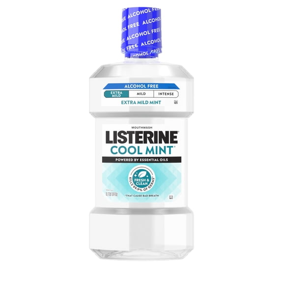 Listerine Extra Mild Alcohol-Free Mouthwash, Cool Mint, 1L