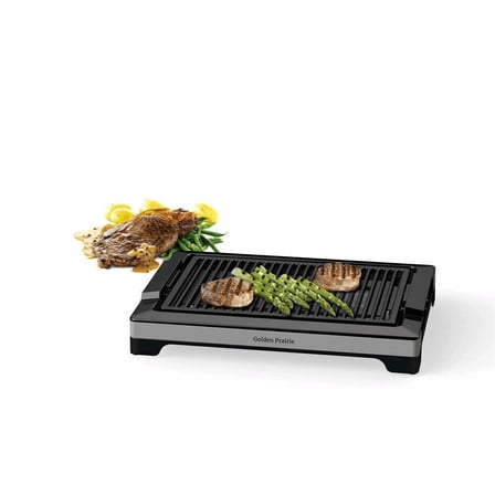 1600W Electric Teppanyaki Grill - Fast Heat up, Non-Stick, 5-Level Temperature Control, Dishwasher Safe, Cool-Touch Handles, Smokeless Tabletop Grill for Indoor and Outdoor Use
