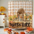 thumbnail image 3 of Shower Curtain 60"W x 72"L Hello Fall Sunflower Squirrel Wood Grain Brown Plaid Fabric Shower Curtains Set with Hooks Water Repellent Bathroom Curtains Machine Washable Bathroom Accessories, 3 of 6