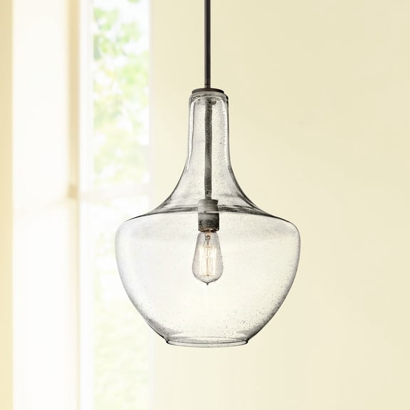 Kichler Everly 13 3/4"W Olde Bronze Clear Seedy Glass Pendant Light