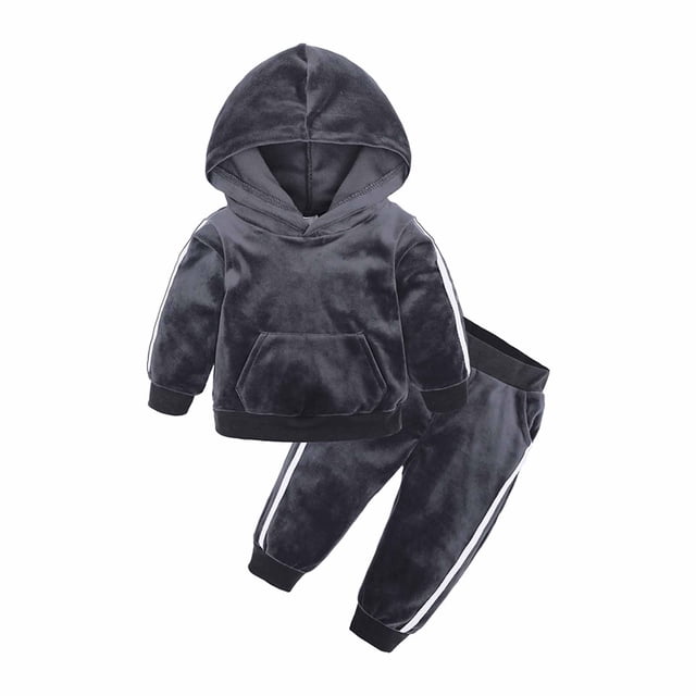 DPTALR Ensemble d'Hiver pour Filles en Velours Doré avec Capuche, Haut à Manches Longues et Pantalon Décontracté
