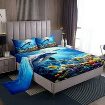 Erosebridal Marine Dolphin Sheet Set Twin,Ocean Wildlife Bedding Sets Twin Size,Marine Decoration,Breathable,3pcs