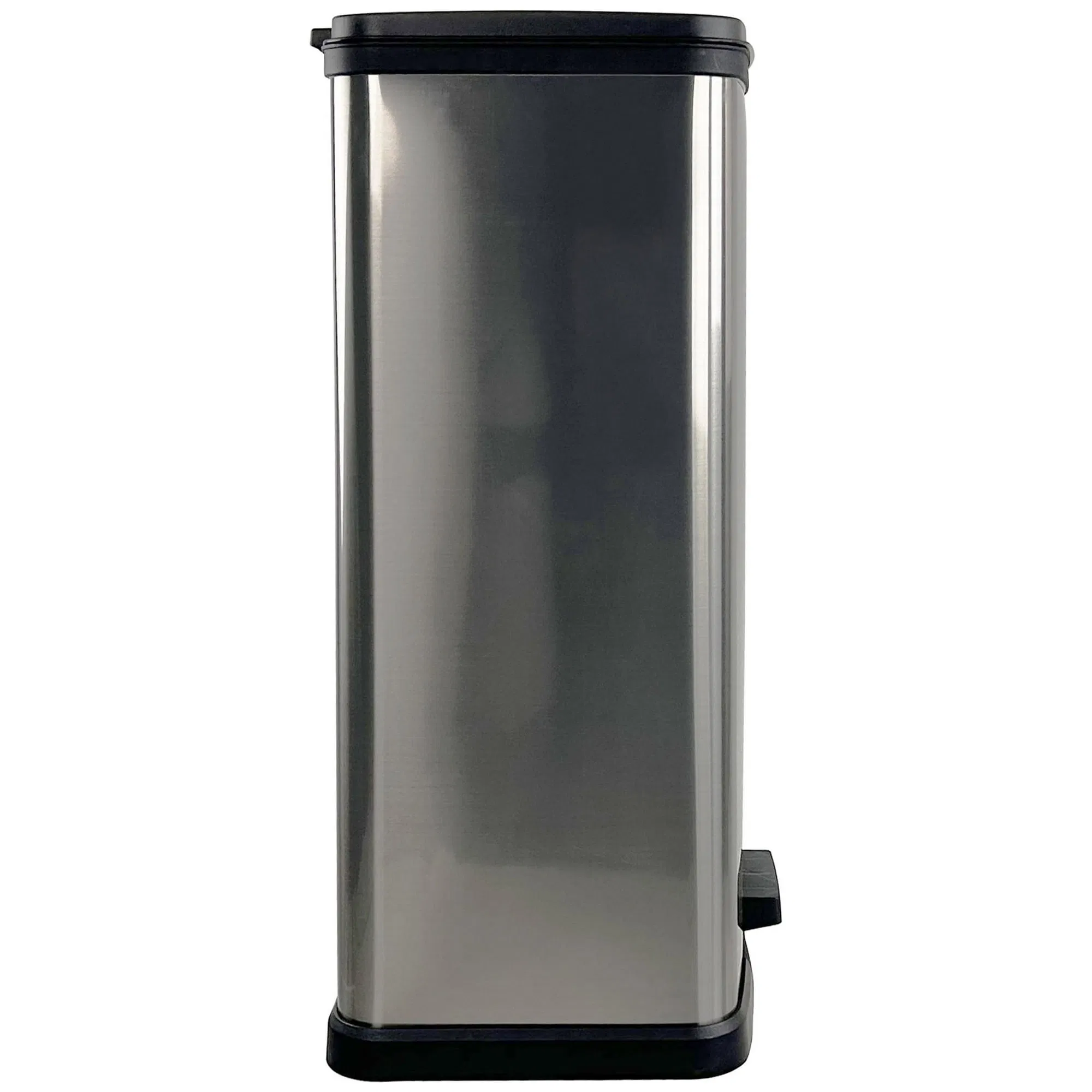 Silver pedal-type trash can, plastic rectangular stepped trash can, 13 gallons, metallic appearance, suitable for offices, dormitories or home environments. Silver
