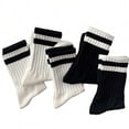 thumbnail image 5 of 5-Pack Men's Striped Crew Socks: Sleek Black & White Hues, Ribbed Details To Elevate Casual And Athletic Styles, 5 of 10
