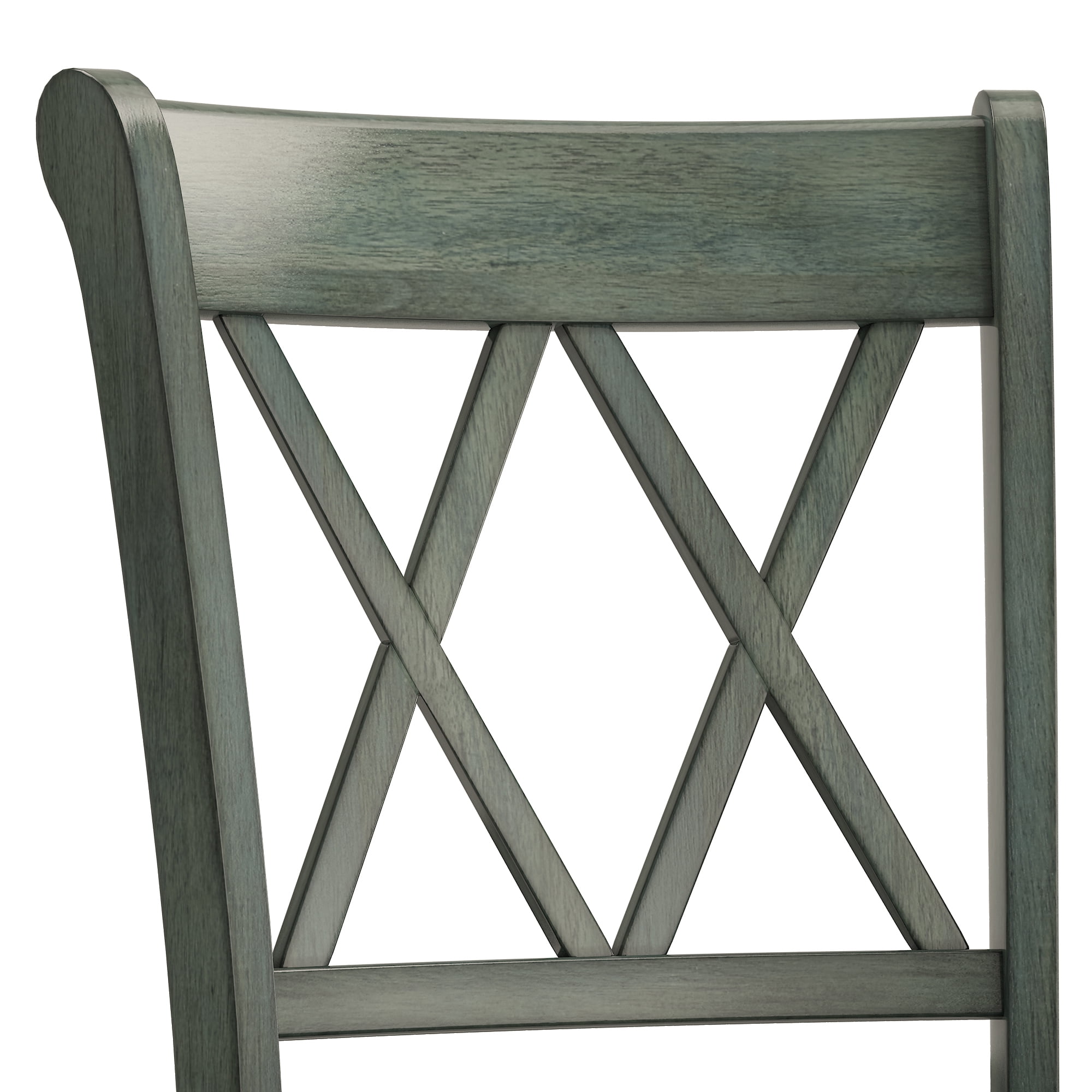 Weston Home Farmhouse Vintage Double X Solid Wood Counter Height Chair, Set of 2, Antique Sage