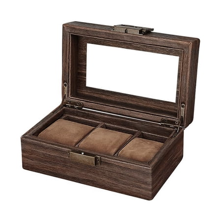 3/6/10/12 Slot Pu Leather Watch Box Protable Travel Watch Case Storage Vintage Wood Colour Buckle Watch Stand Jewelry Organizer