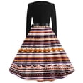 thumbnail image 5 of Women's Halloween Dress Castle Candy V Neck Cocktail 1950s Funny Dresses Long Sleeve Hepburn Casual Vintage Tea Length Dress with Belt 2XL, 5 of 5