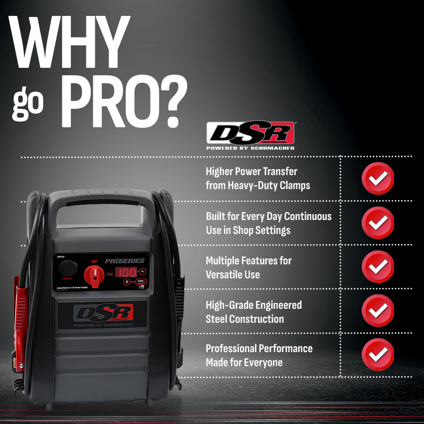 Schumacher Electric DSR Pro 2200A Heavy-Duty Car Battery Jump Starter and Portable Power Station, For 12V Automotive and Marine Batteries, DSR165