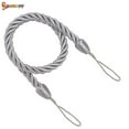 thumbnail image 2 of Spencer 2Pcs Braided Curtain Tiebacks, Rope Belt Curtain Tie Buckle Holdback Drapery Curtain Tie Back with 2 Metal Hooks (Gray), 2 of 7