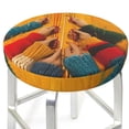 thumbnail image 3 of Fotbe Colorful Sweaters And Strings Stool Covers Round,Waterproof Round Bar Stool Covers Bar Chair Covers Washable Stool Cushion Slipcover for 12-14 Inch Chair-13 inch, 3 of 7