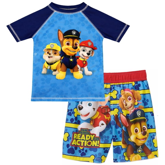 Paw Patrol Toddler Boys' Rash Guard and Swim Trunks Set