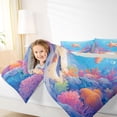 thumbnail image 5 of Manfei Watercolor Starfish Coral Fish Underwater Bedding Comforter Set for Kids Boys and Girls, Ocean Marine Life Print King Bedding Sets, Gray Reversible 7 Pieces, 5 of 6