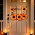 thumbnail image 5 of Fall Front Door Floral Swag, Artificial Thanksgiving Maple Leaves Door Hanging with Daisy Pumpkin, Autumn Harvest Twigs Swag Wreath for Farmhouse Mantel Wall Indoor Outdoor Home Decor, 5 of 6