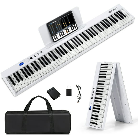 Infans 88-Key Folding Electric Piano Keyboard Semi Weighted Full Size MIDI White