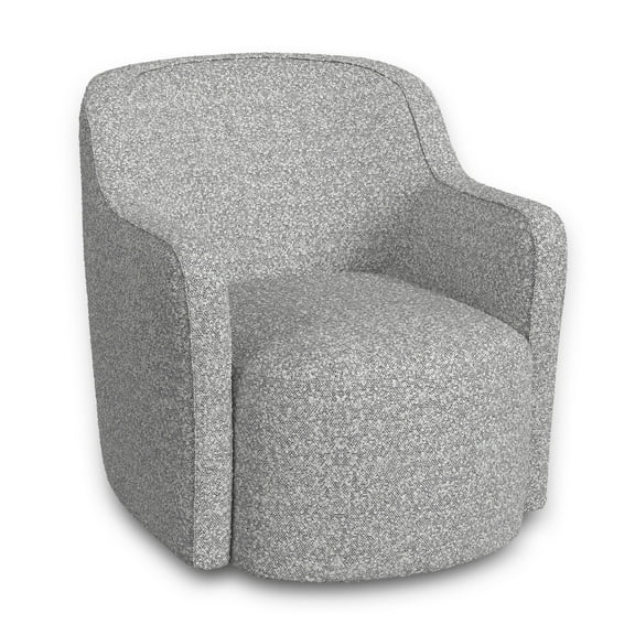 Kopi Swivel Accent Club Chair, Cream and Gray Boucle, Curved Backrest