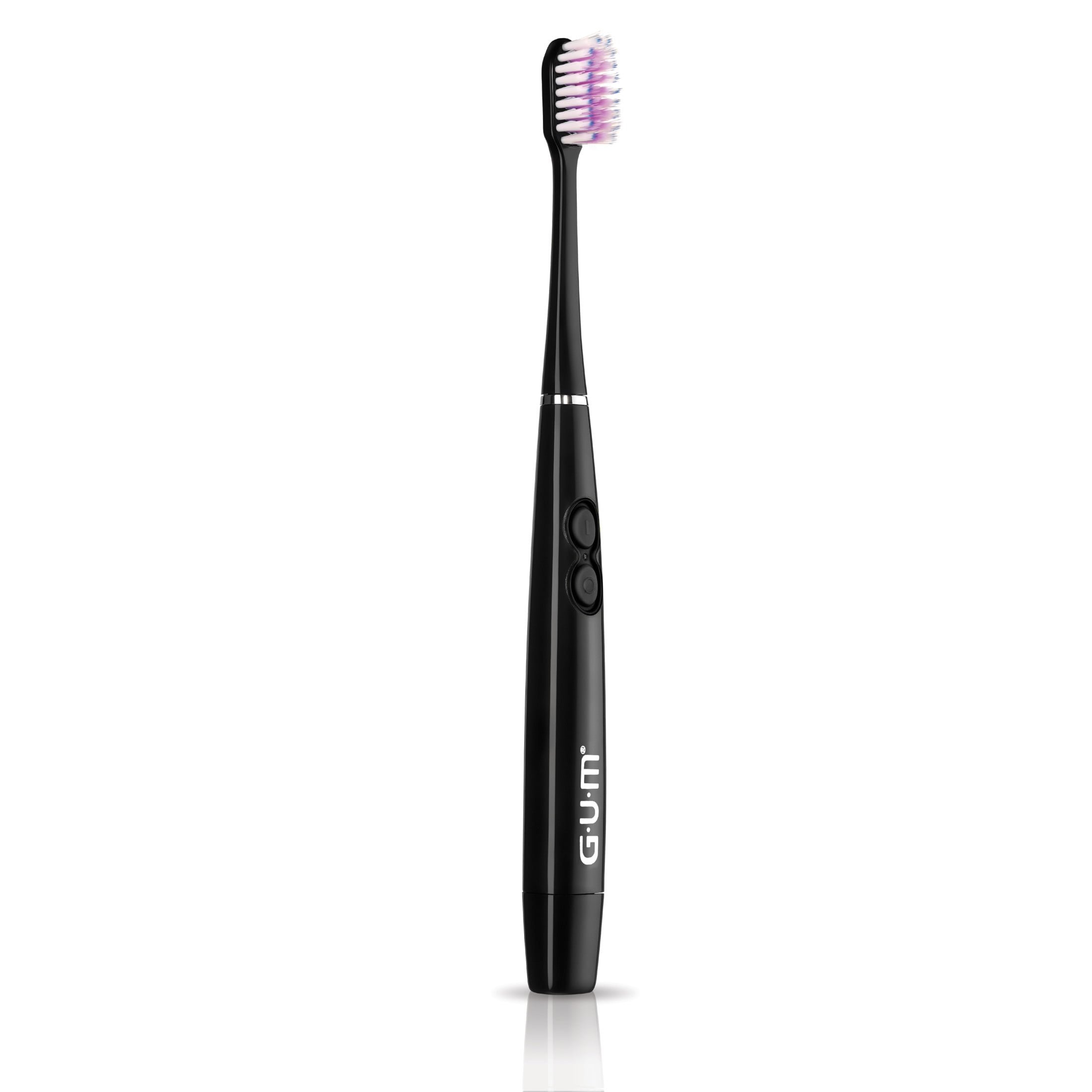 GUM Sonic Battery Powered Toothbrush with Tapered Bristles for Gumline Cleaning, Black, 1 Count