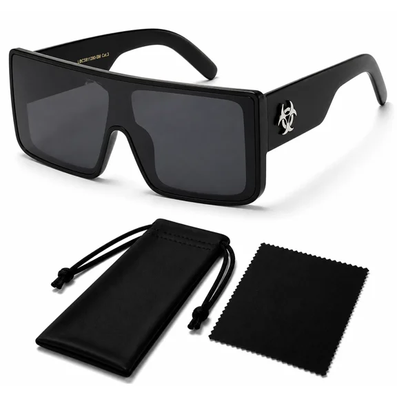 Flat Top Large Oversized Frame Anti Glare Fashion Men's Women's UV400 Sunglasses