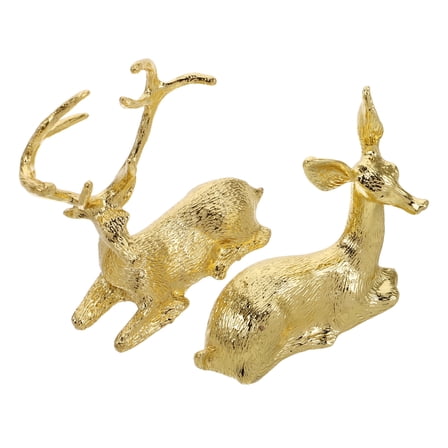 ETHZZLE Lovely Golden Metal Reindeer Figurine for Home and Office Decoration