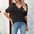 thumbnail image 6 of Giftesty Womens Tops Plus Size Women's Fashion Solid Color V-neck Comfortable Loose T-Shirt Blouse Casual Tops, 6 of 8
