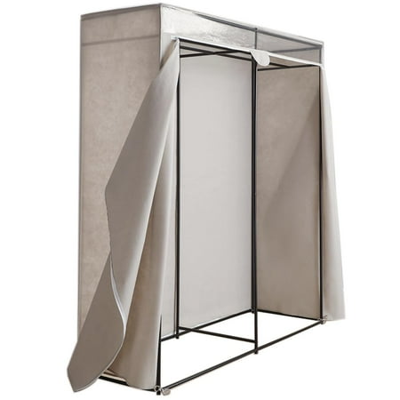 Mainstays Adult Single Steel Tier Zippered Extra Wide Clothes Closet, 60, Grey Pumice