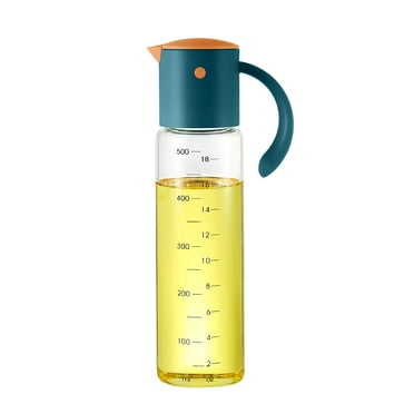 Vucchini Olive Oil Dispenser Bottle - 500ml Glass Auto Flip Condiment Container With Automatic Cap and Stopper - Leakproof Design Vinegar Dispenser - Green
