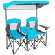thumbnail image 2 of Costway Silla De Camping Doble Con Dosel Ajustable Y Desmontable, Silla Plegable Para 2 Personas Al Aire Libre Con Mini Mesa, Bolsa Refrigeradora, 1 Bolsillo Frontal Y 2 Portavasos, Playa, Viajes, 2 of 4