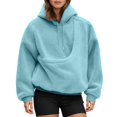 thumbnail image 6 of Women's Oversized Fuzzy Pet Carrier Hoodie, Soft Sherpa Dog Cat Pocket Hooded Sweatshirt for Pet Owners Daily Autumn Winter Loungewear Outfits(Sky Blue/XXXXXL), 6 of 7