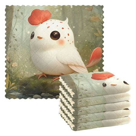

6 Pieces of Kitchen Towels 11x11Inch Kitchen Dish Cloths Kitchen Dish Towels Reuseable Cleaning Cloths Super Cute White Bird