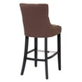 thumbnail image 5 of WestinTrends Hayes 29" Upholstered Wood Bar Stool with Tufted Back (Set of 2), Black/Brown, 5 of 10