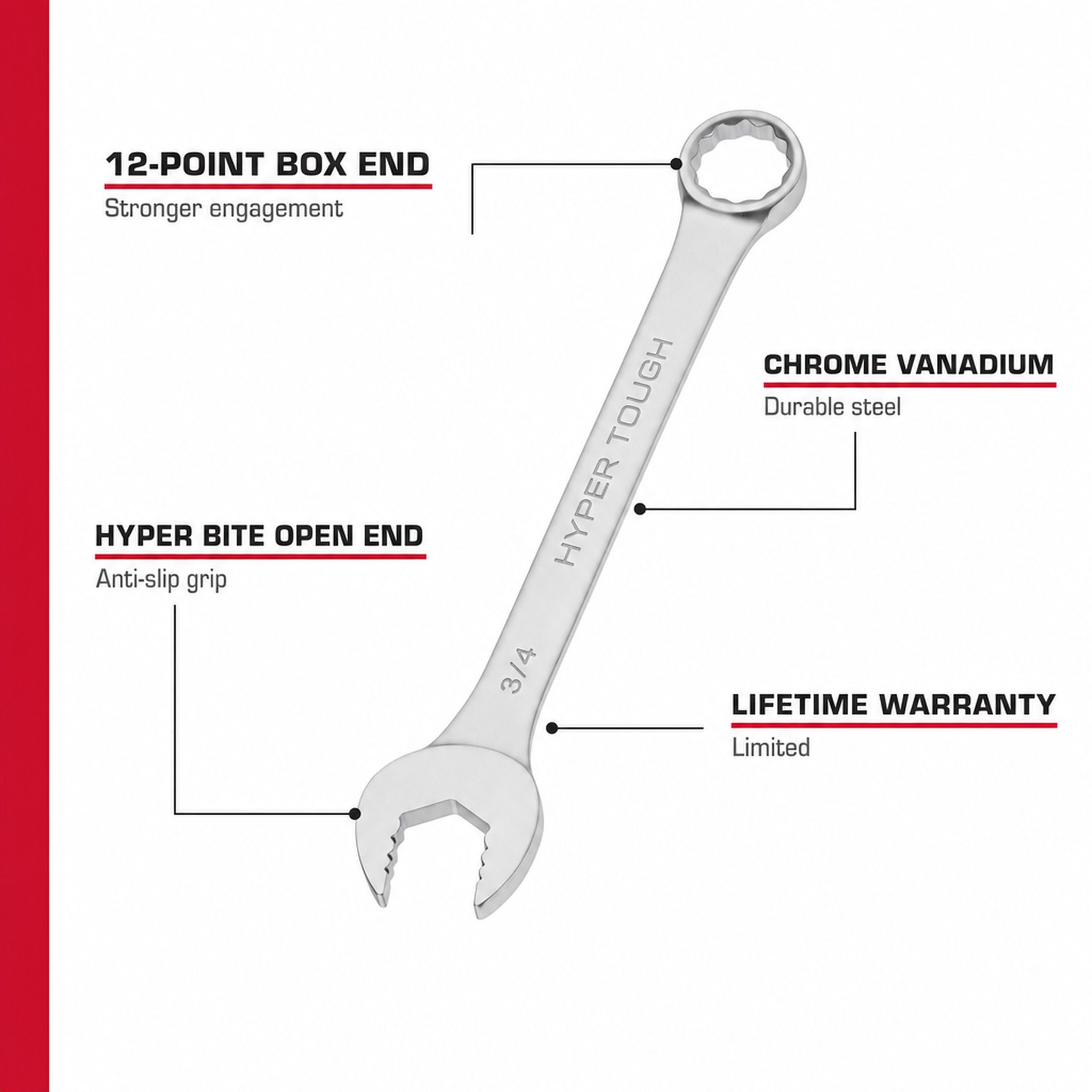Hyper Tough Combination Wrench Set, 16-Piece SAE photo 4