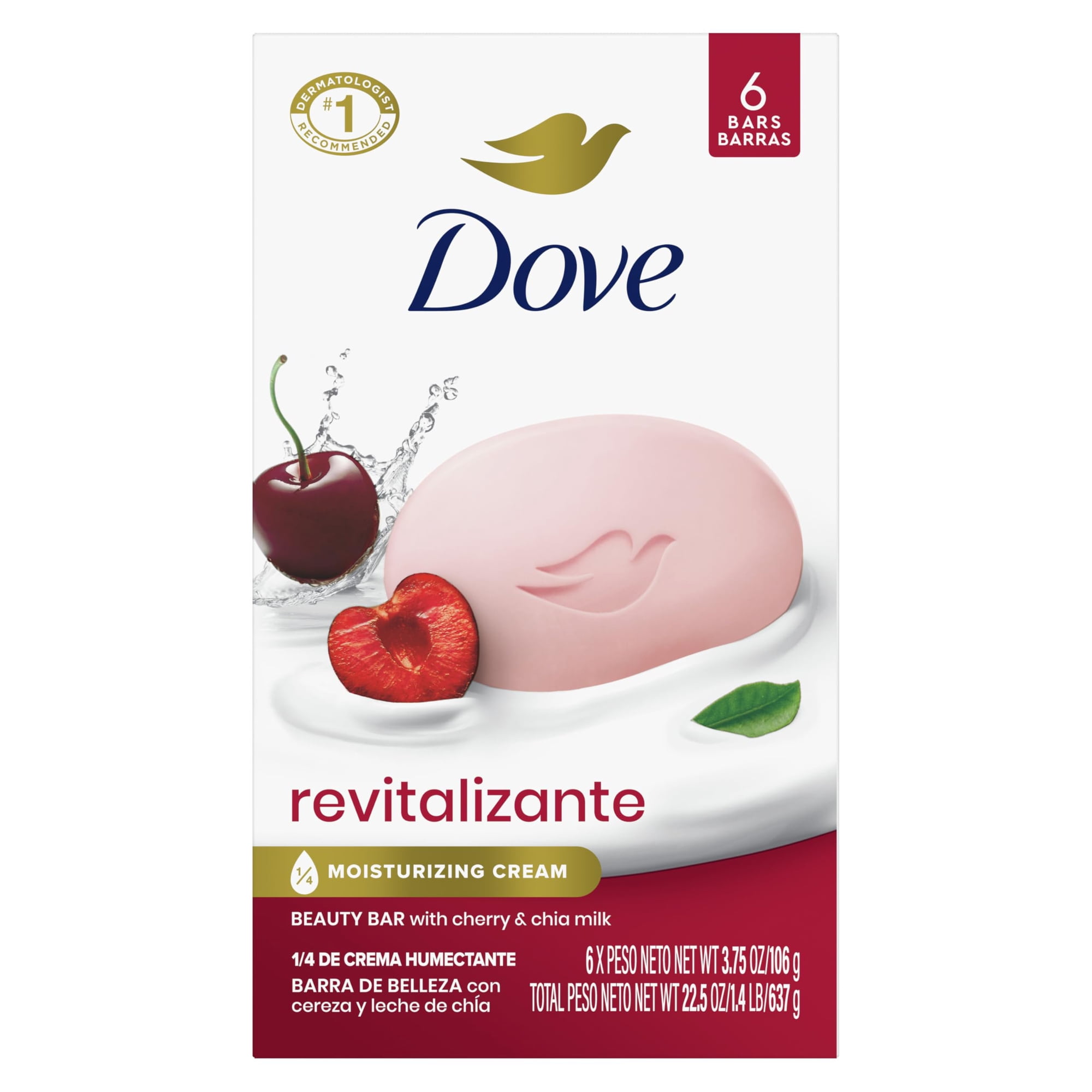 Dove Bar Soap Revitalizante Cherry & Chia Milk, Cherry & Chia Milk 3.75 oz, 6 Ea