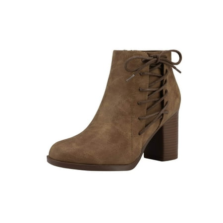 

TOETOS Women‘s Faux Leather Pu Chunky Heel Ankle Boots Women‘s Footwear
