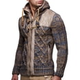 thumbnail image 2 of Leif Nelson LN20525 Men's Knit Zip-up Jacket With Geometric Patterns and Leather Accents, 2 of 13