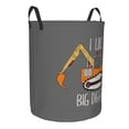 thumbnail image 2 of Fotbe I Like Big Digger Laundry Basket with Handles, Waterproof Large Laundry Hamper, Wash Bag for Corner Dorm, Rolling Laundry Basket with Handles-Small, 2 of 8