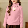 thumbnail image 5 of FAIWAD Girls Mock Neck Tops Long Sleeve Fleece Shirts with Bow Soft Warm School Daily Clothes, 5 of 9