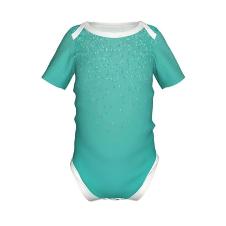 

Lukts Turquoise Glitter Print Baby Short Sleeve Romper Onesie for Newborn Baby Boys and Girls-12 Months