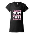 thumbnail image 2 of Wild Bobby I Won't Quit but I Will Cuss the Whole Time Gym/Workout Women Standard V-Neck Tee, Black, XX-Large, 2 of 5